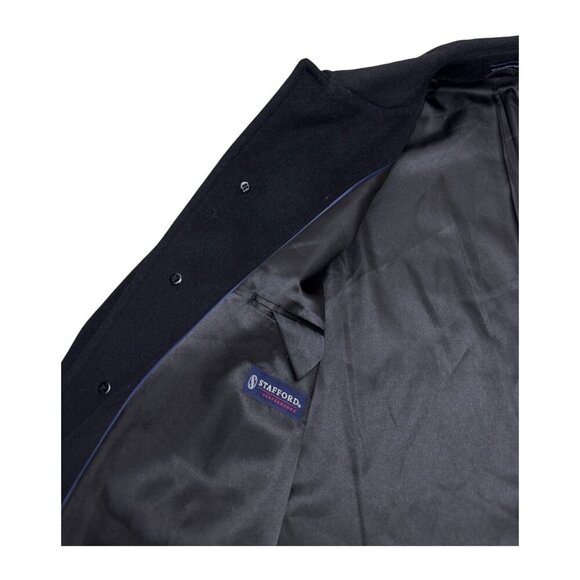 STAFFORD Wool Blend Luxury Designer Black Business Casual Pea Coat Mens XL - 46R - Picture 7 of 7